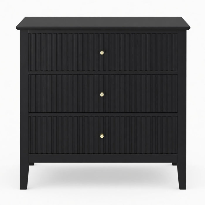 Fluted 3 Drawer Nightstand With Soft Close Slides Home Essentials