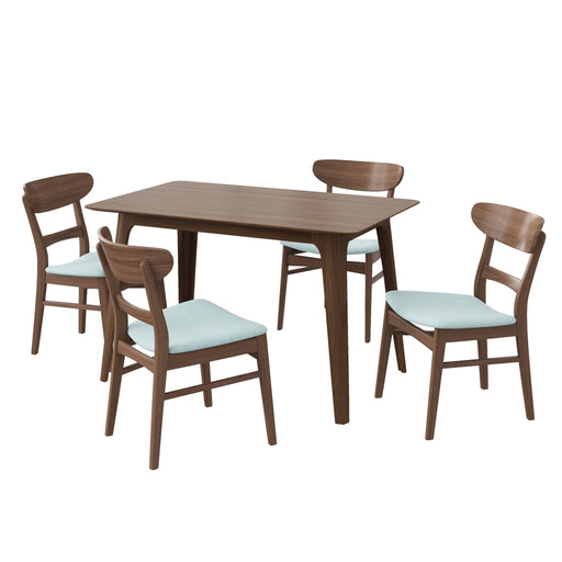 5 Piece Dining Set & 1 Table And 4 Upholstered Chairs - Mint / Walnut Noble House