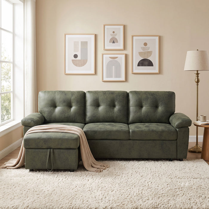 Convertible L - Sectional Sofa Bed With Storage Chaise And Padded Armrests Home Essentials