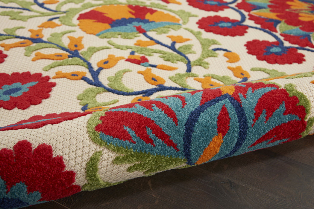 10' X 14' Floral Power Loom Area Rug - Red