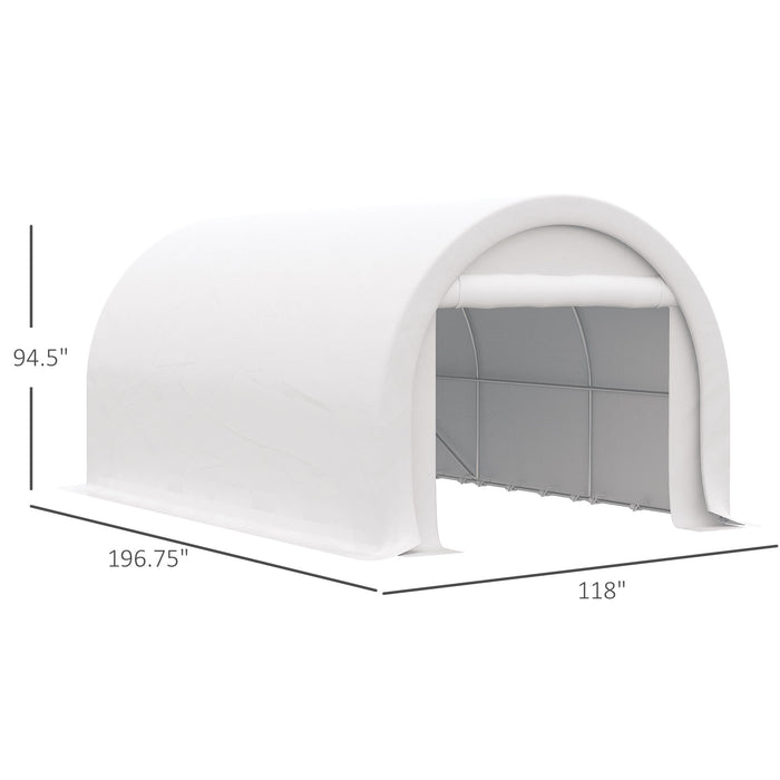 Outsunny - 10' x 16' Carport, Heavy Duty Portable Garage Storage Tent With Large Zippered Door, Anti-Uv Pe Canopy Cover For Car, Truck, Boat, Motorcycle, Bike, Garden Tools, Outdoor Work Home Essentials
