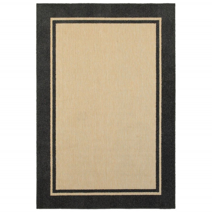 4' X 5' Indoor / Outdoor Area Rug - Beige / Black