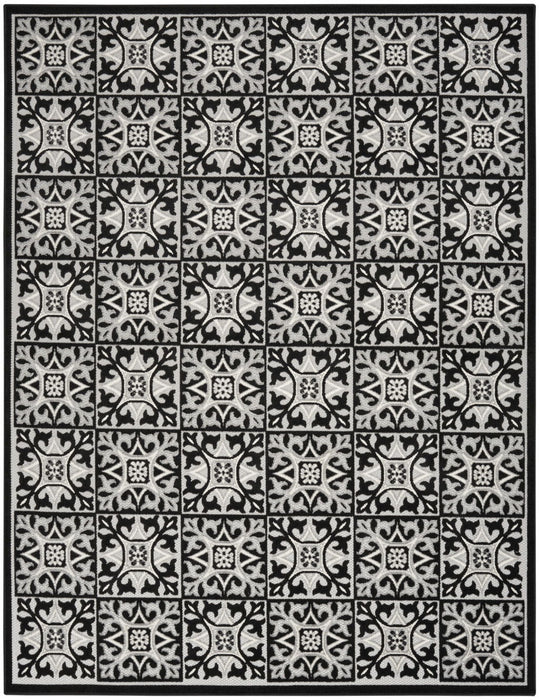 9' X 12' Fleur De Lis Stain Resistant Non Skid Area Rug - Black / White