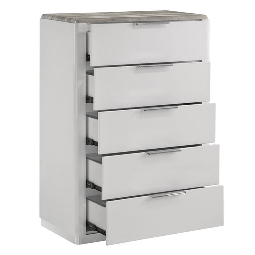 Jazz - 5 Drawer Chest - White Matrix Furniture Group