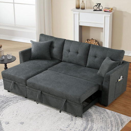 Sectional Sofa Bed L Shaped Sofa Couch Bed With USB Port, Reversible Chaise With Storage Home Essentials