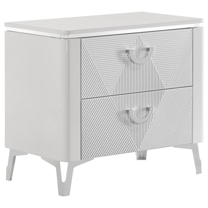 Buckley - 2 Drawer Nightstand - Gloss White Furniture Max