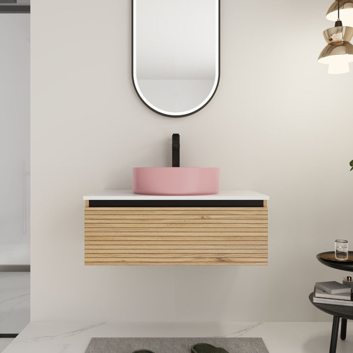 Wall Mounted Bathroom Vanity With Art Sink & 1 Soft Close Drawer Home Essentials