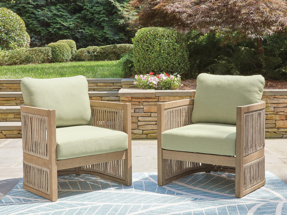 Serena Shores - Lounge Chair With Cushion (Set of 2) - Beige / Green Signature Design by Ashley®