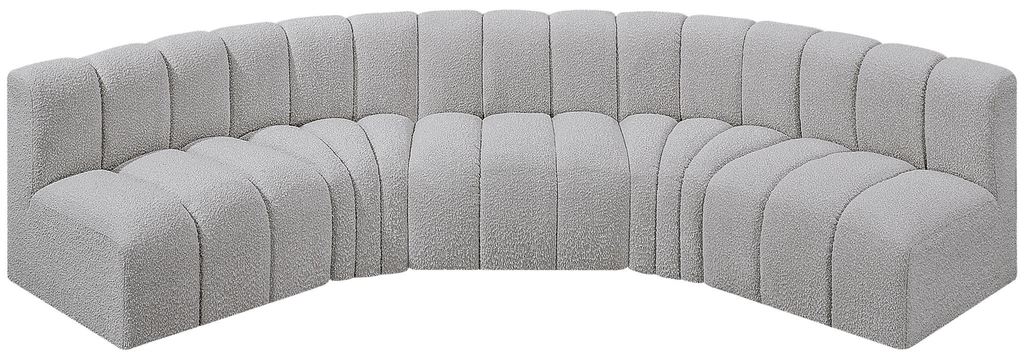 Arc - Boucle Fabric 5 Piece U-Shaped Modular Sofa Meridian Furniture
