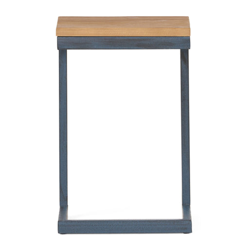 Small C Shaped End Table With Iron Base And Fir Wood Top - Black Noble House