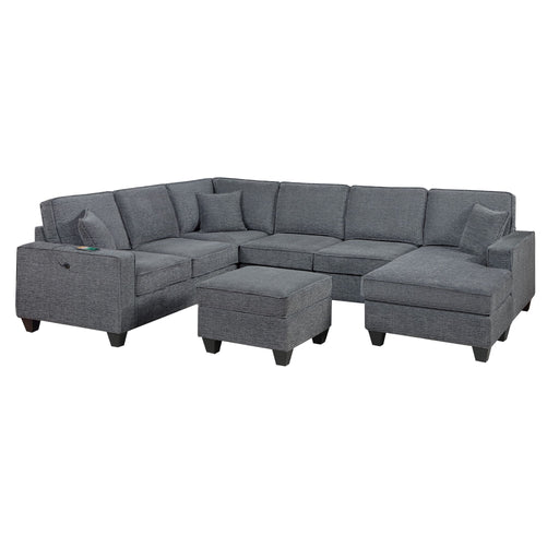 5 Piece Sectional Set Left Arm Loveseat With USB Port Corner Wedge Ottoman Armless Chair Right Arm Loveseat With Chaise - Gray / Slate Home Essentials