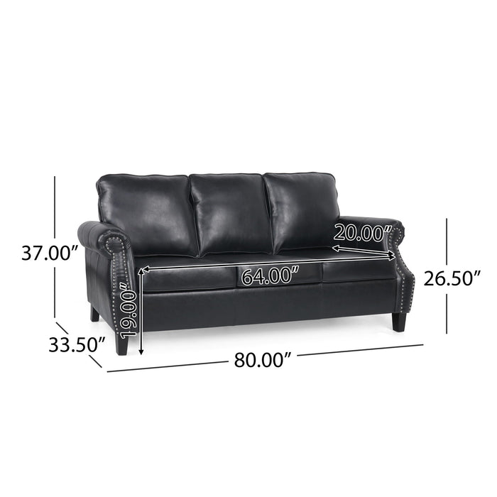 Contemporary 3 Seater Sofa With Nailhead Trim