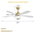 52" Indoor Ceiling Fan With 3 Color Dimmable LED Light Blades, Reversible DC Motor, Remote Control Daily Nest