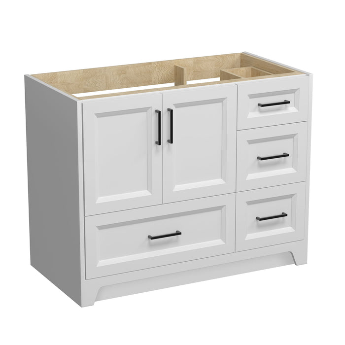 Solid Wood 42" Bathroom Vanity Without Top Sink, Modern Bathroom Vanity Base Only, Birch Solid Wood And Plywood Cabinet, Bathroom Storage Cabinet With Double Door Cabinet And 4 Drawers, White