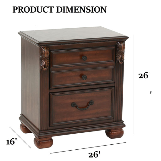 3 Piece Bedroom Set, Traditional Bed With 2 Nightstands Home Essentials