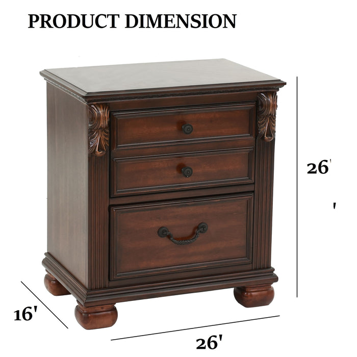 3 Piece Bedroom Set, Elegant Panel Bed With 2 Nightstands Home Essentials