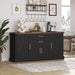 Barn Door Storage Cabinet With 2 Drawers & Door Rack, Adjustable Shelves Home Essentials
