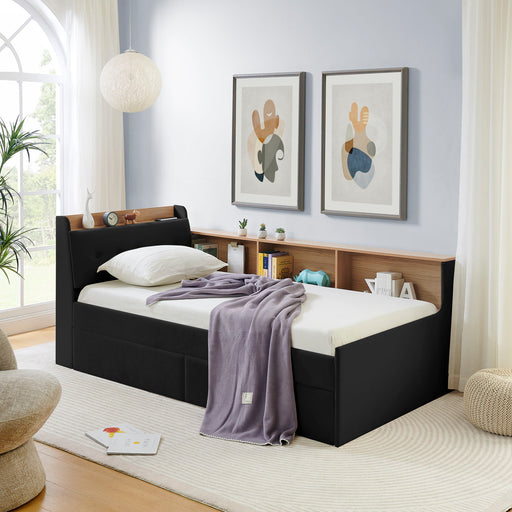 Upholstered Daybed With Storage Headboard, Wireless Charging, LED Lights Home Essentials