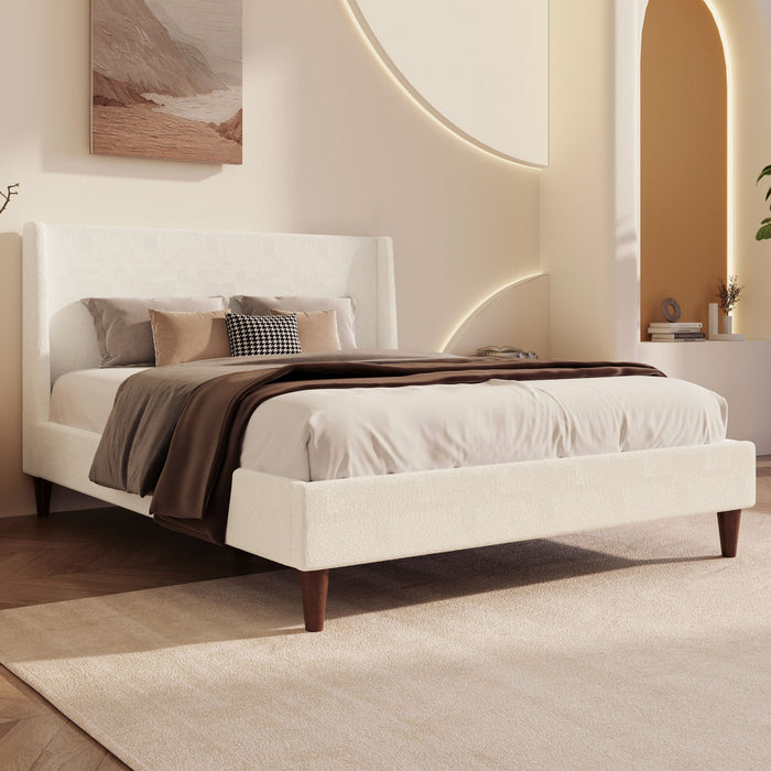 Upholstered Modern Platform Bed With Wingback Headboard Hearth and Haven