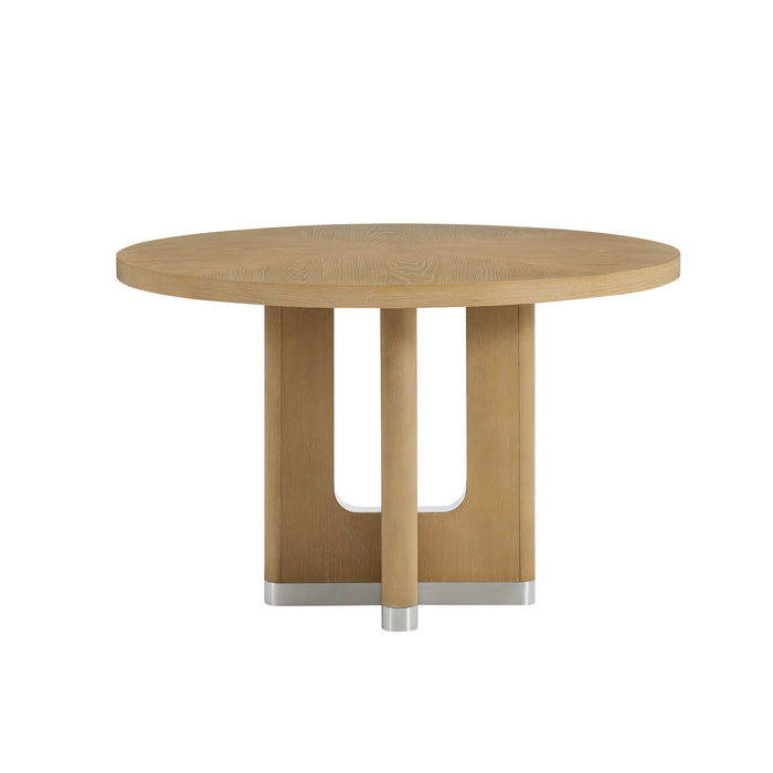 Darnell - Dining Table With Pedestal Base, Round Shape - Natural Global Furniture USA