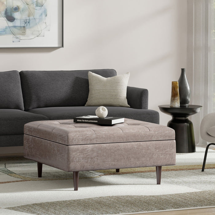 Shay - Large Square Coffee Table Storage Ottoman Mid-Century Style Simpli-Home