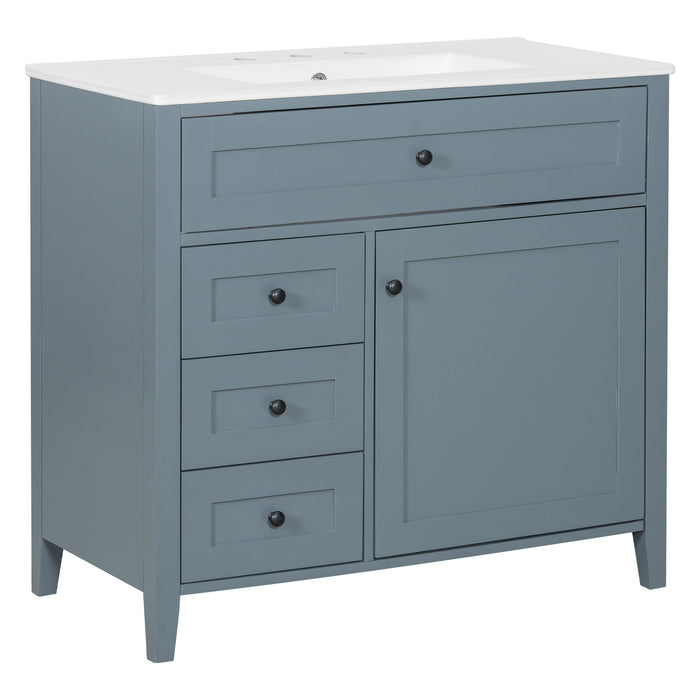 Bathroom Vanity With Sink, 3 Drawers & Cabinet With Adjustable Shelves Hearth and Haven