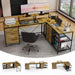 Industrial L Shaped Computer Desk With Power Outlets & USB-C, 6 Fabric Drawers, 3 Open Shelves, Movable Monitor Stands - Brown Home Essentials