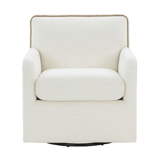 Tolland - Swivel Accent Chair With Antique Brass Nailhead Trim - Cream Ridgecrest Home