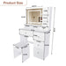 Vanity Desk With Mirror, 3 Color Lighting And Stool Home Essentials