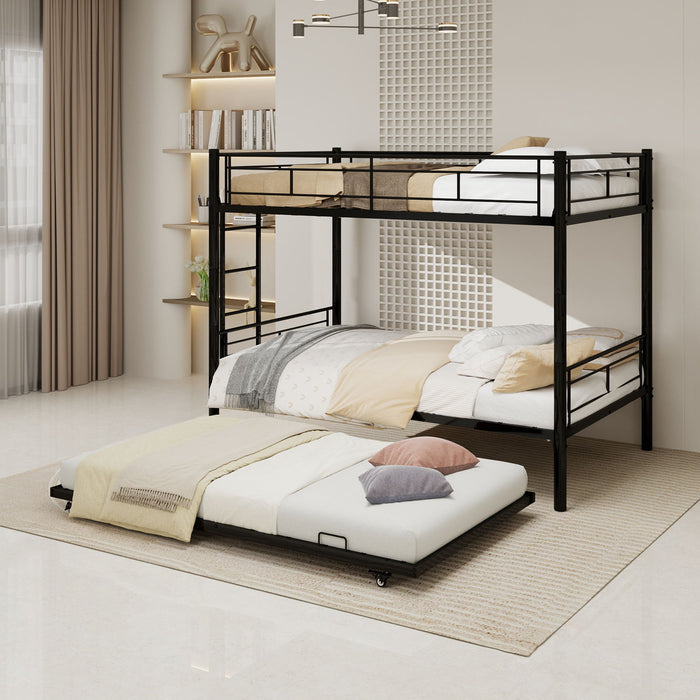 Metal Bunk Bed For Kids, Convertible Bedframe With Ladders & Guardrail Home Essentials