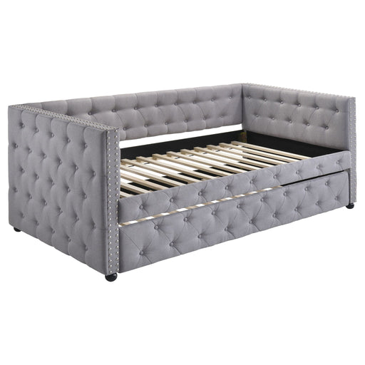 Cross - Upholstered Twin Daybed With Trundle - Gray Furniture Max