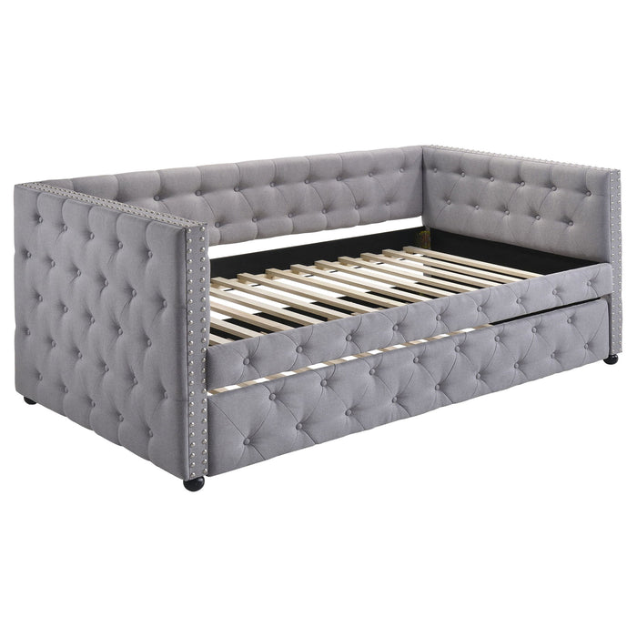 Cross - Upholstered Twin Daybed With Trundle - Gray Furniture Max