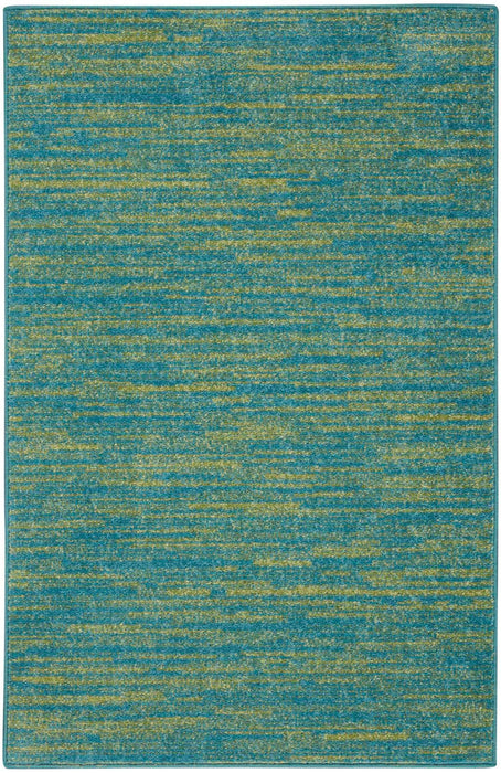 2' X 4' Striped Non Skid Indoor / Outdoor Runner Rug - Blue / Green