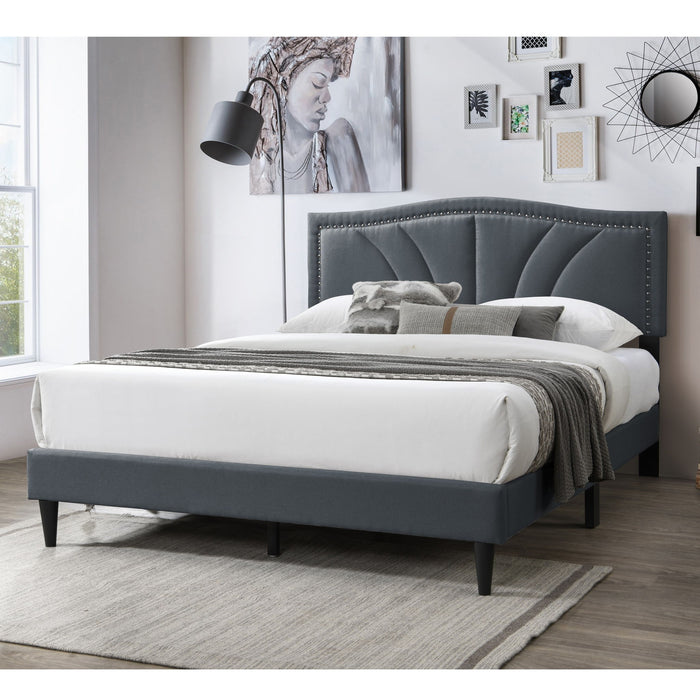 Bed With Nailhead Trim Accents, Upholstered Platform Frame Home Essentials