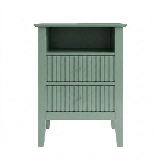 Fluted Nightstand With 2 Drawers Home Essentials