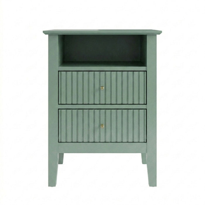 Fluted Nightstand With 2 Drawers Home Essentials