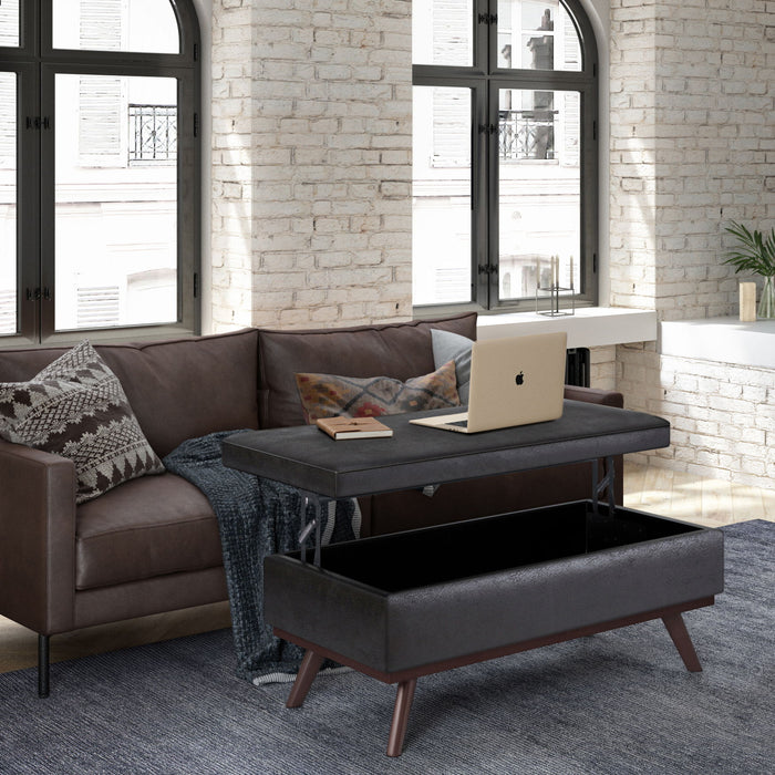 Owen - Lift Top Large Coffee Table Storage Ottoman, Mid Century Style Simpli-Home