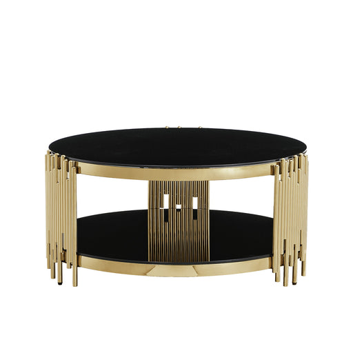 Round Double Tier Table With Flute Shaped Tube Legs Home Essentials