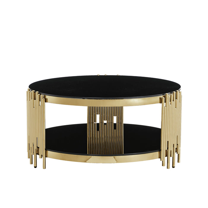 Round Double Tier Table With Flute Shaped Tube Legs Home Essentials