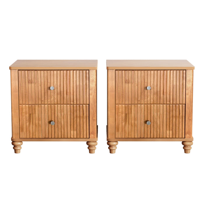 Modern Fluted Nightstand With 3 Drawers Home Essentials