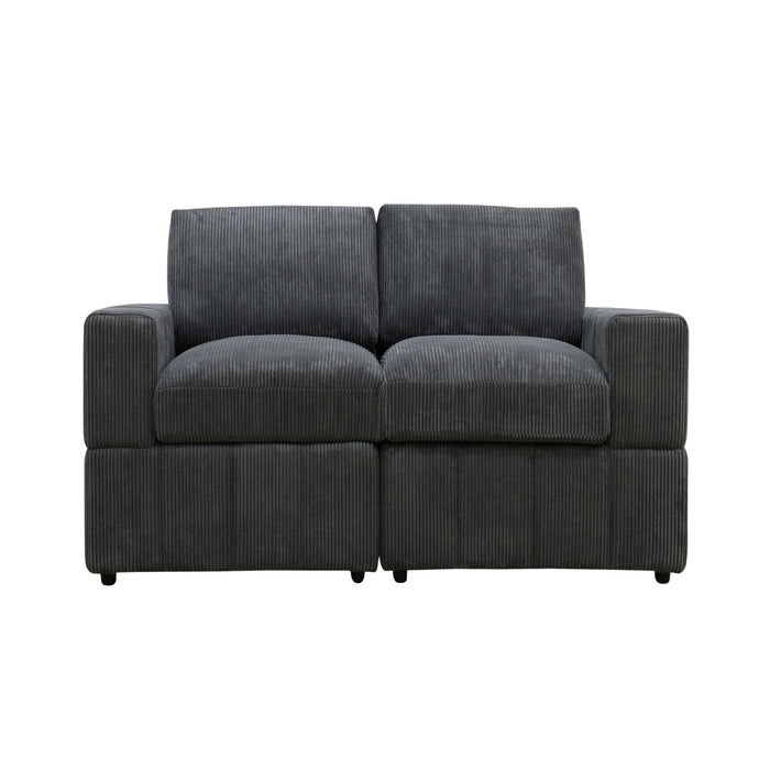 Oversized Modular Loveseat, 2 Piece Living Room Sofa Set - Dark Gray Home Essentials