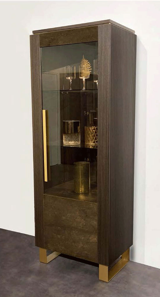Essenza - 1 Door Vitrine Right - Brown / Gold Arredoclassic Italy