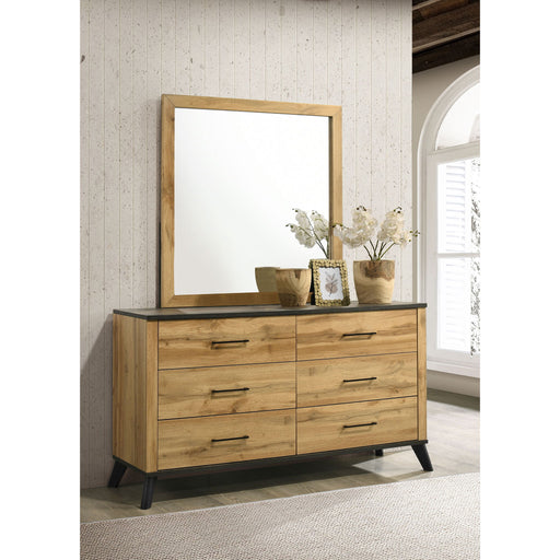 Georgina - 6 Drawer Dresser With Mirror - Natural Wood Furniture Max