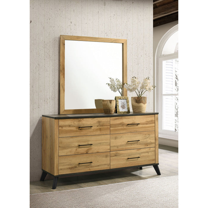 Georgina - 6 Drawer Dresser With Mirror - Natural Wood Furniture Max