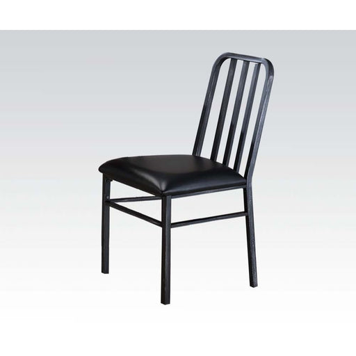 Jodie - Side Chair (Set of 2) - Black Synthetic Leather & Antique Black ACME