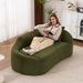 Compression Curved Chaise Longue Chair Indoor Loveseat Sofa Bed With Deep Seat And Pillow - Green Home Essentials