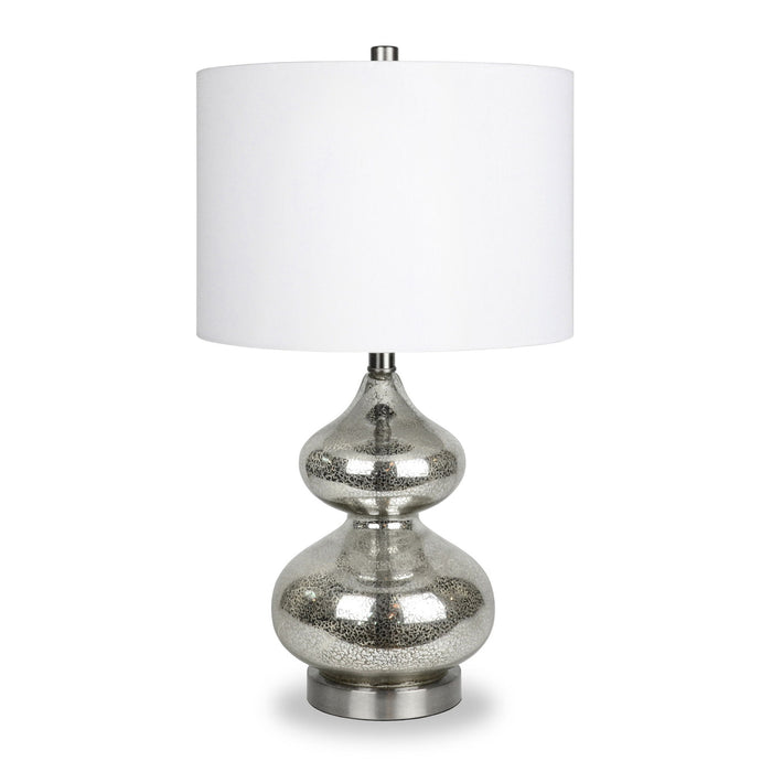 Glass Gourd Table Lamp With White Drum Shade - Silver
