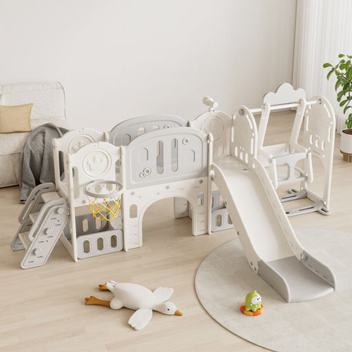 Toddler Slide Kids Playground With Basketball Hoop And Swing Daily Nest