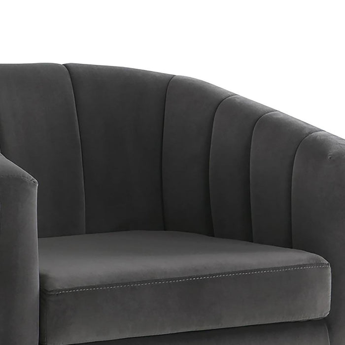 Tufted Barrel Accent Chair Upholstered Lounge Chair - Gray Furniture Max