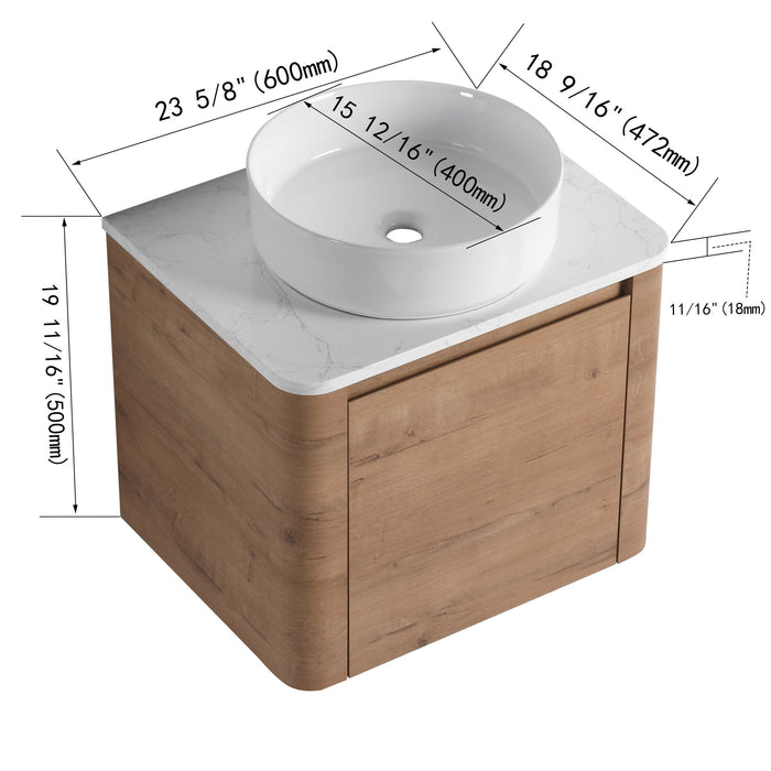 Wall Mounted Bathroom Vanity & Art Sink & 1 Soft Close Door Home Essentials